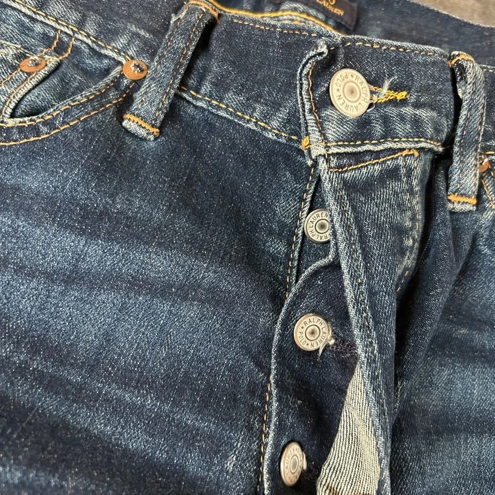 Polo Ralph Lauren Sullivan Slim Jeans Mens 34x34 Blue Distressed Paint Splatter